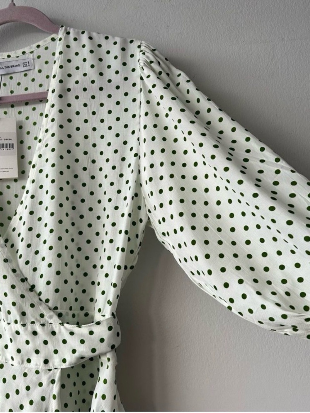Faithfull The Brand Green Lula Dot Wrap Blouse - Picture 3 of 6